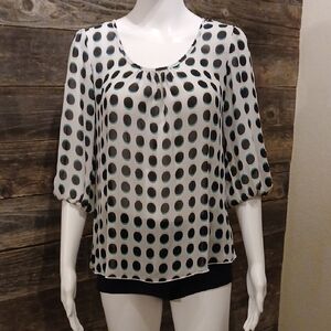 Heart Soul Black and White Polka Dot Blouse